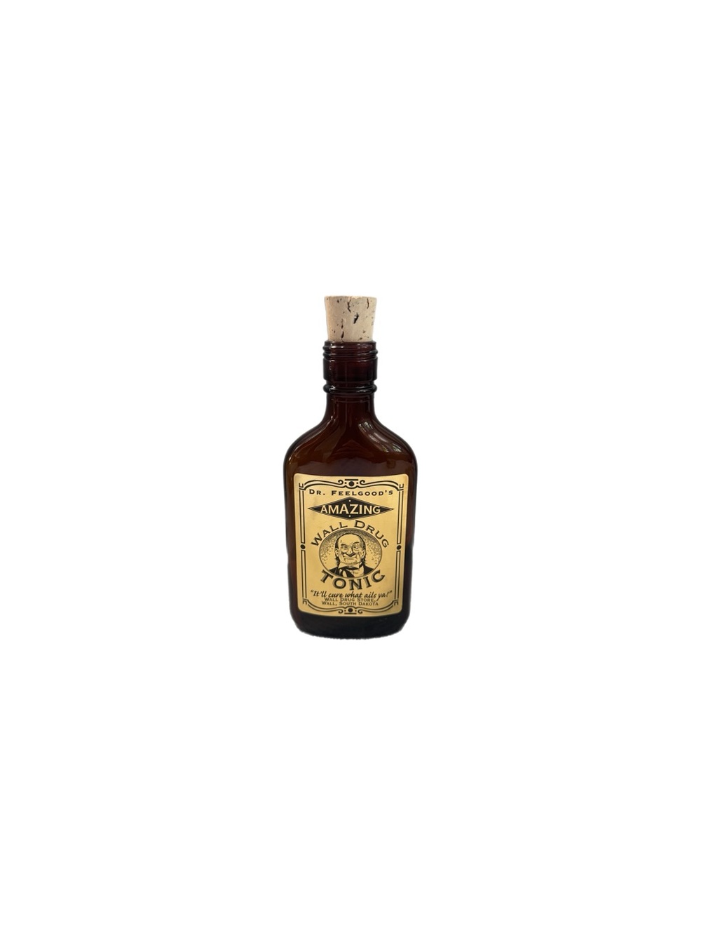 Vintage Dr. Feelgood’s Wall Drug Tonic Amber Glass Bottle